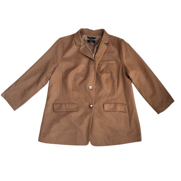 Talbots Plus 18W Camel Wool Blend Blazer Jacket Italian Fabric Classic Lined - Picture 2 of 12